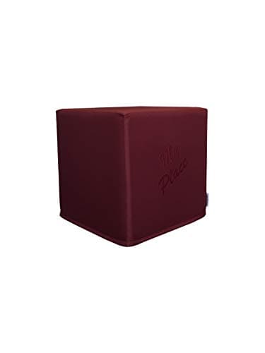 Module 7-D-DR-STK Pouf Verona 39 — Children’s Embroidered Footstool, Dark Red, 39×39×39 cm