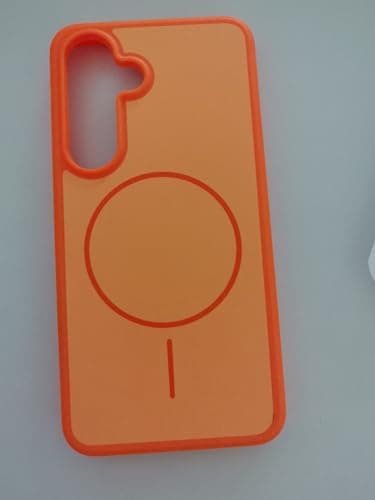 Magnetic Clear Matte Case for Samsung Galaxy S24/S25 — Wireless Charging, Shockproof TPU (Hermès Orange)