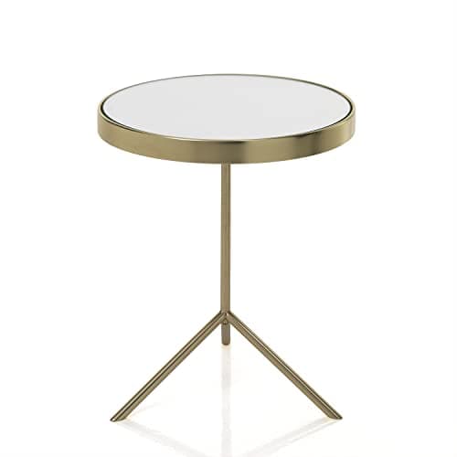 Wink Design Arry Gold Side/Bedside Table, Matte Gold & White, H48×Ø40 cm