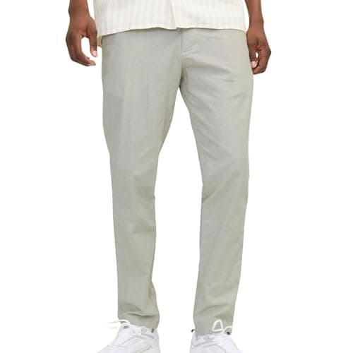 JPSTACE JJSUMMER Linen-Blend Pants, Wrought-Iron Heathered Detail, 30W/32L