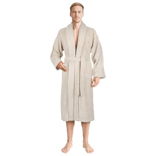 Hammetex Men’s 100% Cotton Terry Bathrobe 380 g/m² – Beige