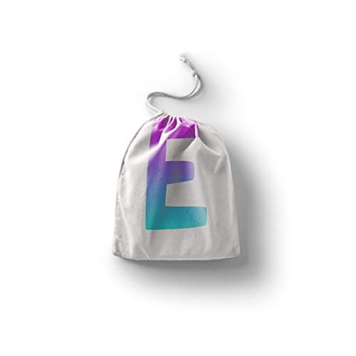 Printed cotton drawstring bag, reusable and foldable, 30 x 40 cm