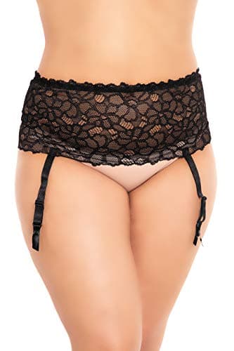 Biggi Big Flowers Lace Suspender Belt Black 58-60