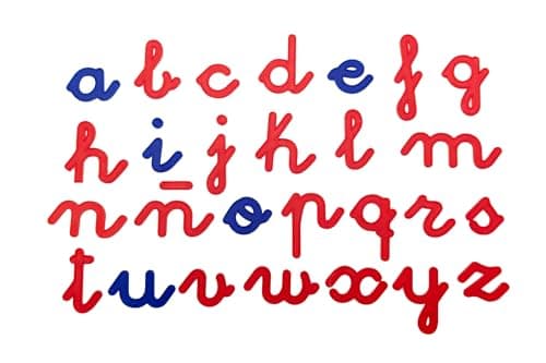 Transparent Montessori lowercase alphabet — 94 linked letters