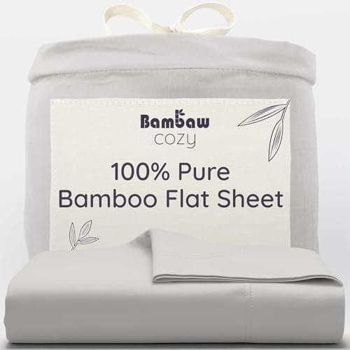 Bambaw Bamboo Flat Double Sheet 240×290 cm — Gray, Dust Mite Resistant