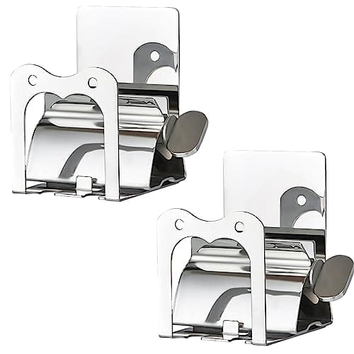Tandkrämsklämma, tubklämma, tubpress, rostfritt stål, sparar tandkräm, klämmer ut det sista från tuben, 2-pack