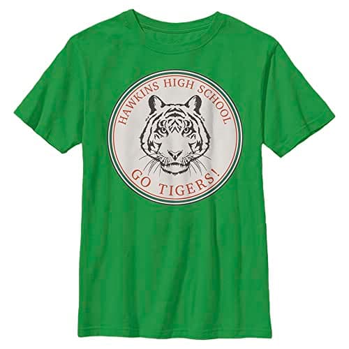 Stranger Things Hawkins  Go Tigers  Kids Unisex Short-Sleeve T-Shirt — Kelly Green, One Size