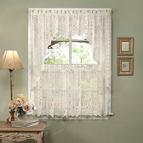 Sweet Home Collection Kitchen Curtains — 5 pcs Valance, Swag & Tier Pairs (61 or 91 cm)