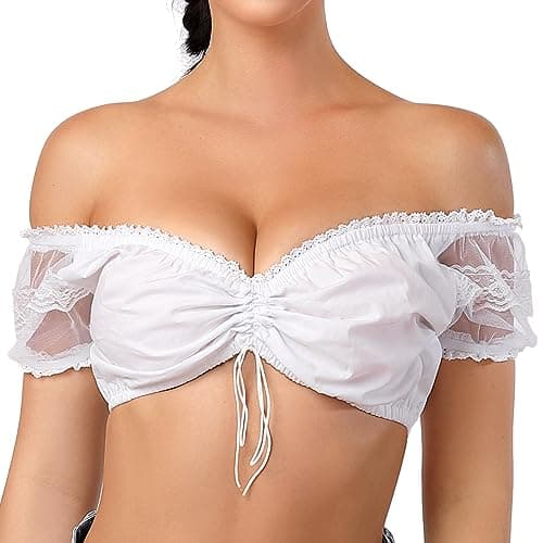 Traditional Women’s Dirndl Blouse — Short/Half Sleeve, 100% Cotton