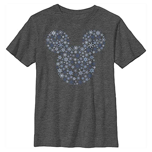 Disney Mickey Classic Youth Crew Neck – Snowflake Ear, Dark Grey/Heather, 104/XS